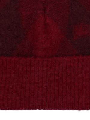 Berretto di lana a rombi Burberry rosso