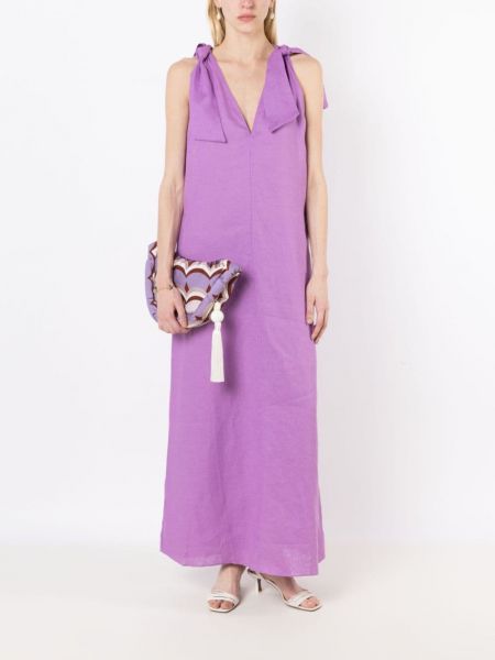 Lněné šaty s mašlí Adriana Degreas fialové