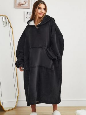 Флисовый халат с капюшоном Sienna черный