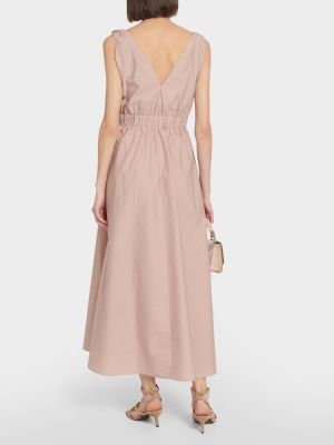 Μίντι φόρεμα με λαιμόκοψη v Brunello Cucinelli ροζ