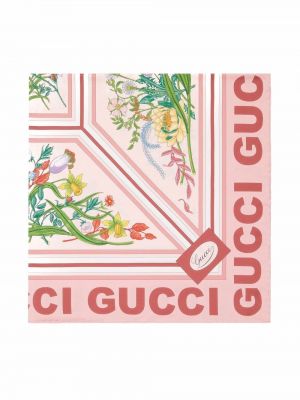 Шелковый шарф с принтом Gucci, розовый