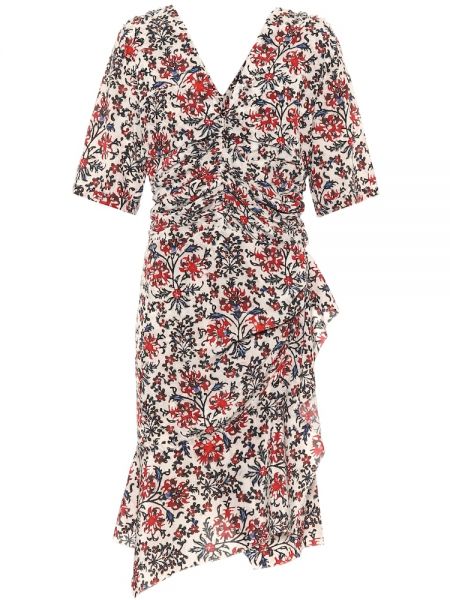 Svilena haljina s cvjetnim printom Isabel Marant crvena