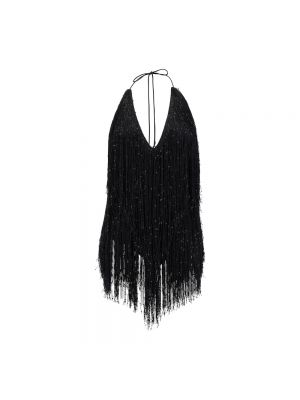 Sukienka bez rękawów z cekinami z frędzli Rotate Birger Christensen czarna