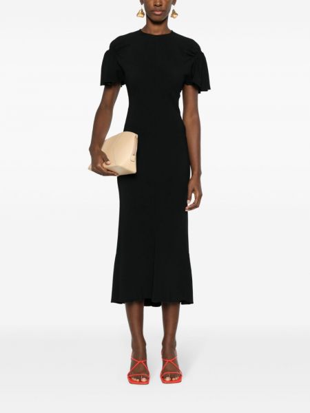 Sukienka długa z krepy Victoria Beckham czarna