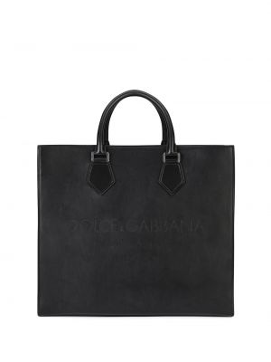 Geantă shopper din piele Dolce & Gabbana negru