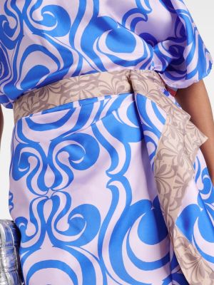Svilena midi suknja s printom Dries Van Noten plava