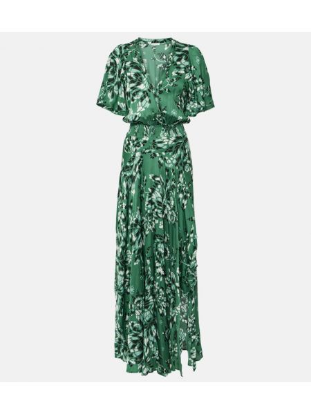 Midi suknele satininis Poupette St Barth žalia