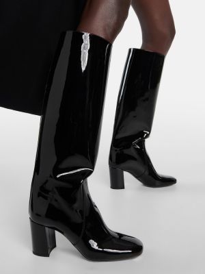 Stivali di gomma di pelle Saint Laurent nero