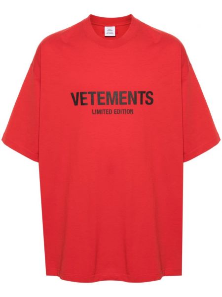 Kokvilnas t-krekls ar apdruku Vetements sarkans