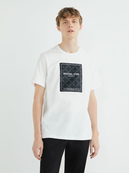 Camiseta de algodón con estampado Michael Kors blanco