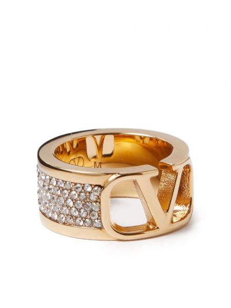 Zlatni prsten s kristalima Valentino Garavani zlatna