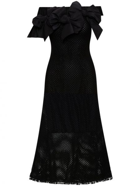 Midi šaty s mašlí Oscar De La Renta černé