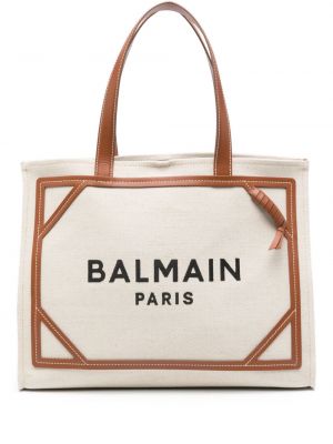 Nákupná taška s potlačou Balmain béžová
