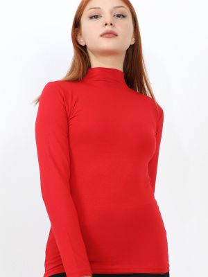 Džemperis ar augstu apkakli ar garām piedurknēm Instyle sarkans