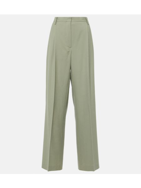 Шерстяные прямые брюки Dries Van Noten зеленые