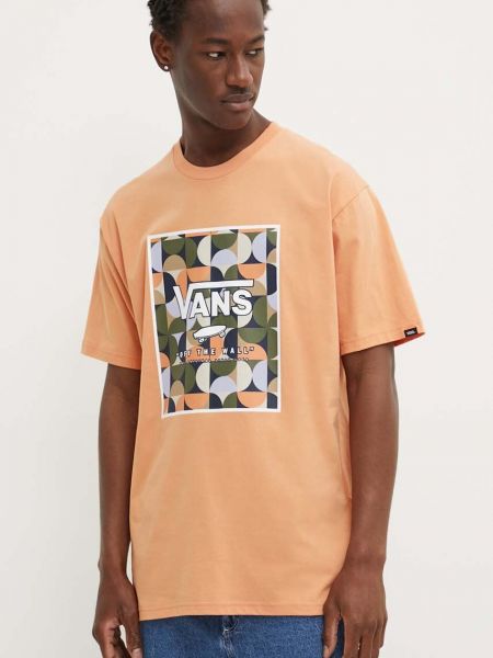 Koszulka bawełniana z nadrukiem Vans pomarańczowa