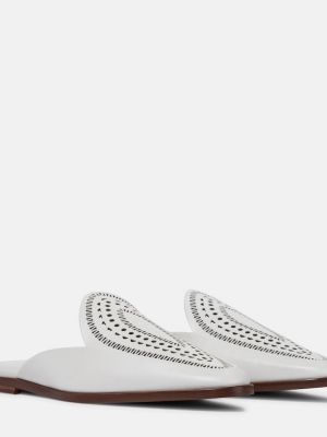 Kožené domáce papuče Alaã¯a biela