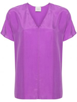 T-shirt en soie à col v Alysi violet