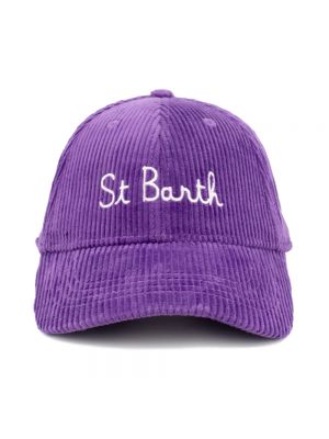 Haftowana czapka z daszkiem sztruksowa Mc2 Saint Barth fioletowa