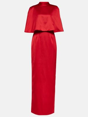 Satynowa sukienka długa Carolina Herrera czerwona