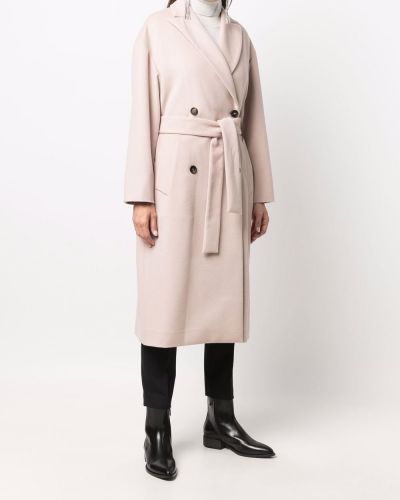 Kašmírový vlněný kabát Brunello Cucinelli růžový