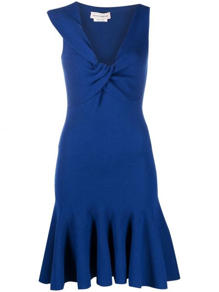 Асиметрична рокля Alexander Mcqueen синьо