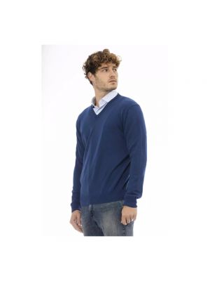 Sweter wełniany Sergio Tacchini niebieski