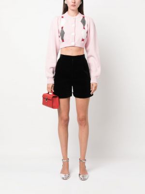 Argyle woll strickjacke mit stickerei Alessandra Rich pink