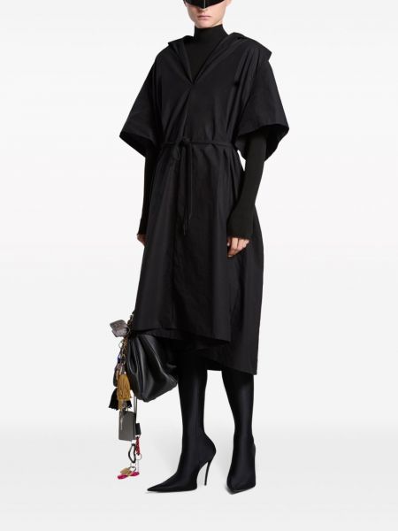 Oversized rovné šaty s kapucí Balenciaga černé
