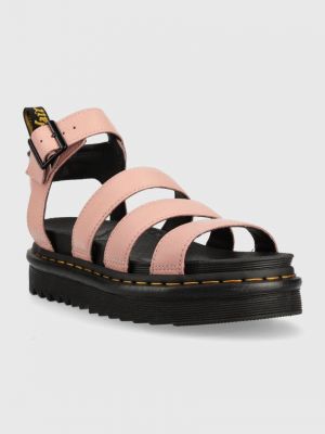 Kožne sandale s platformom Dr. Martens ružičasta