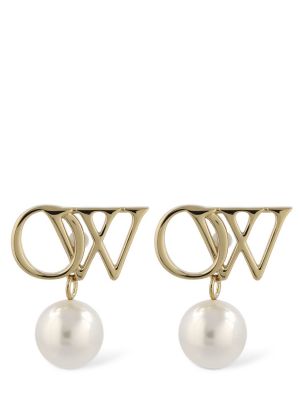 Auskarai su perlais su perlais Off-white