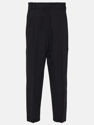 Vlněné rovné kalhoty relaxed fit Brunello Cucinelli šedé
