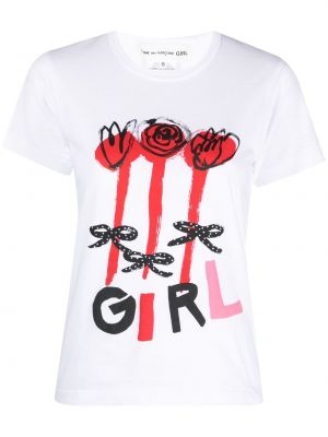 T-shirt z nadrukiem Comme Des Garcons Girl - Biały