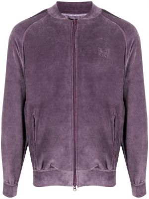 Žametna jakna iz rebrastega žameta Needles vijolična