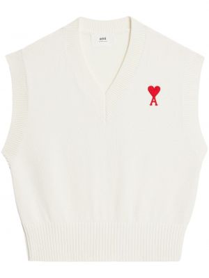 Débardeur brodé en tricot Ami Paris blanc
