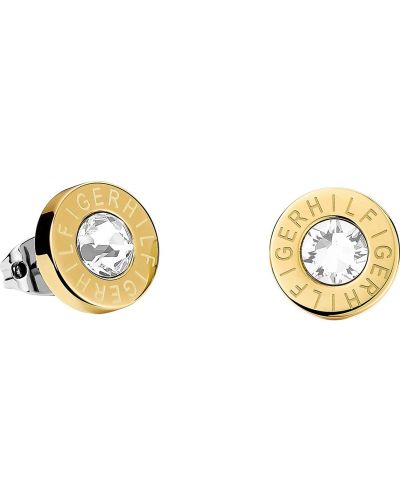 Σκουλαρίκια με διαφανεια Tommy Hilfiger χρυσό