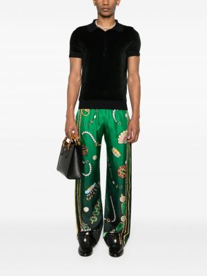 Hedvábné kalhoty Casablanca zelené