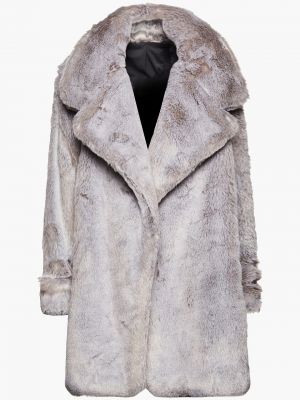 Пальто с мехом из искусственного меха Norma Kamali, серый