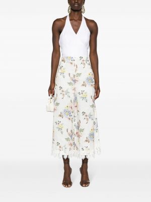 Pantalon culotte à fleurs à imprimé avec applique Zimmermann blanc