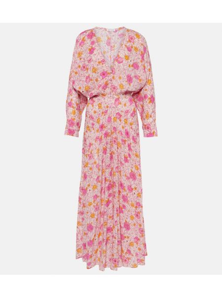 Длинное платье в цветочек Poupette St Barth розовое