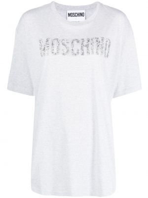Памучна тениска Moschino сиво