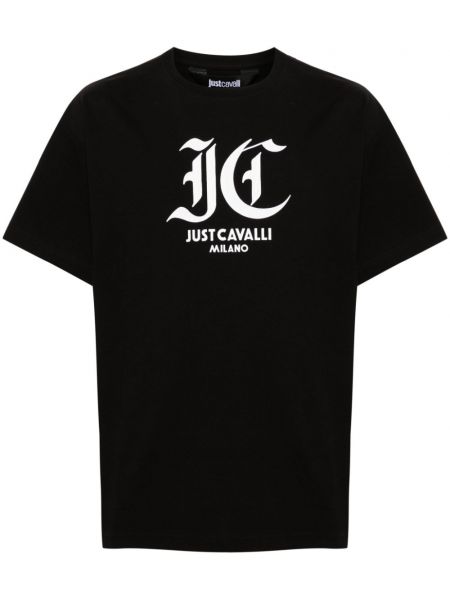Pamučna majica s printom Just Cavalli crna