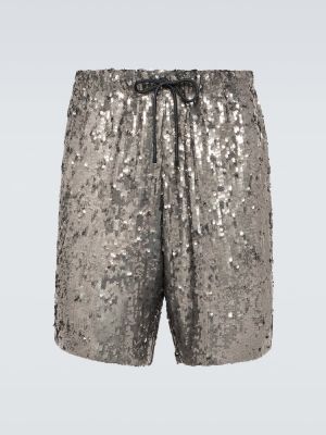 Pantalones cortos con lentejuelas Dries Van Noten plateado