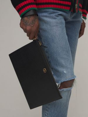 Usnjena torba Gucci črna