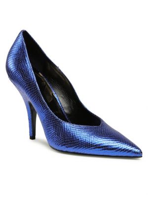 Полуотворени обувки с ток Patrizia Pepe синьо