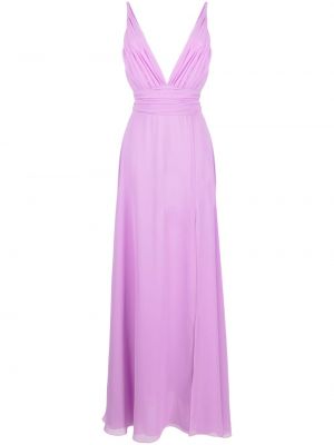 Плисирана вечерна рокля с v-образно деколте Blanca Vita виолетово