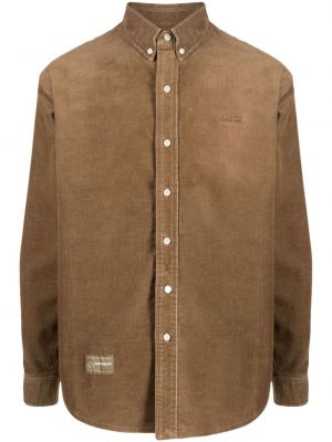 Siuvinėta marškiniai kordinis velvetas Chocoolate ruda