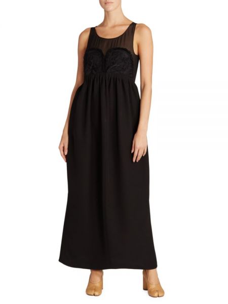 Платье миди с вышивкой Maison Margiela Черное