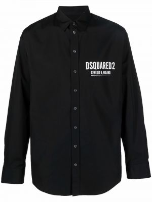 Βαμβακερό πουκάμισο με σχέδιο Dsquared2 μαύρο