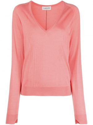 Пуловер с v-образно деколте Lanvin розово